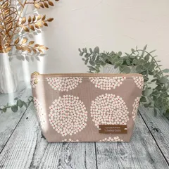 ハンドメイド　北欧柄　サークルフラワー　ファスナーポーチ　コスメポーチ　マルチポーチ　お通帳ケース