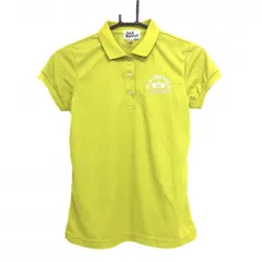 【美品】ジャックバニー 半袖ポロシャツ ライムグリーン ロゴプリント レディース 0(S) ゴルフウェア Jack Bunny