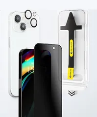 プレミアムガラスフィルム（PREMIUM GLASS FILM） 日本メーカーiPhone14/13 覗き見防止+強化カメラ保護フィルム プライバシー保護。貼合機でズレない 埃除去 気泡なし(覗き見防止,  iPhone14/13)