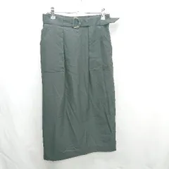 ◇ Θ WORK TRIP OUTFITS GREEN LABEL RELAXING ベルト付き 膝丈 フレア スカート サイズL ブラック ゴールド レディース E  【1502030019810】