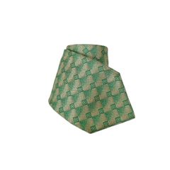 GIANNI VERSACE ジャンニ ヴェルサーチ 格子模様 総柄 シルク ネクタイ 大剣巾7.5cm グリーン エメラルド ビジネス メンズ イタリア製