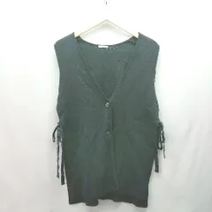 ◇ GU ジーユー Vネック サイドスリット リボン フロントボタン ニットベスト サイズS ブラック レディース E  【1308290017470】