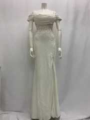 966 JEAN MACLEAN ジャンマクレーン キャバクラ ドレス ロングドレス オフショル レース ストーン シースルー スリット M キャバドレス