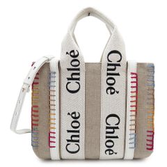 クロエ スモール トートバッグ レディース WOODY ウッディ ショルダーバッグ ステッチ ロゴ ホワイト Chloe CHC22AS397H74 101 (ec)