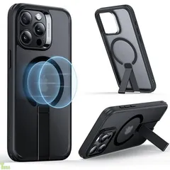 ESR iPhone 15 Pro Maxケース専用 MagSafe対応 自在に調節可能なフリックスタンド 軍用規格落下保護 MagSafe対応 特許取得キックスタンド付きスリム背面カバー Boostシリーズ ブラック1