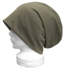 ◇送料無料◇　ハンドメイド◆ルーズワッチキャップ◆吸水速乾スポーツニット／オリーブ　◇ゆったりサイズ・小顔効果・オールシーズン着用◇