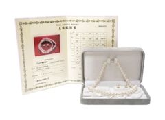 花珠真珠　シルバー/K14WG　ネックレス　ピアス　ホワイト/シルバー　パール　ケース・鑑別書付　真珠総合研究所