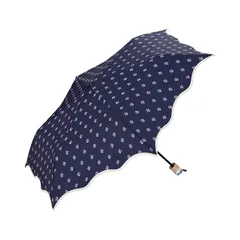【2025】Wpc. 折りたたみ傘 なみなみタイニーフラワー ミニ ネイビー 雨傘 軽量 晴雨兼用 通勤 通学 旅行 オシャレ 可愛い 女性 レディース クラシカル レトロ ゴールドハンドル 4774-015-002 1