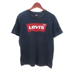 リーバイス Levi's Tシャツ カットソー クルーネック プリント 半袖 L 紺 ネイビー 赤 レッド 白 ホワイト /MS