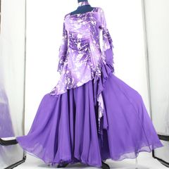 美品 社交ダンス衣装】ワンピース ドレス チョーカー INIZIO 紫