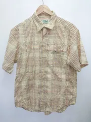 ◇ ⊂ CROCODILE クロコダイル チェック 半袖 シャツ サイズL ベージュ系 マルチ メンズ E  【1506180000834】