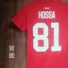 Reebok リーボック　NHL　シカゴ・ブラックホークス「HOSSA  81」両面プリントTシャツ　サイズＳ