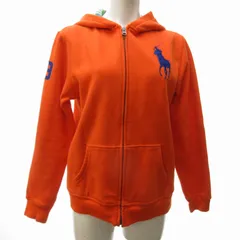 ポロ バイ ラルフローレン Polo by Ralph Lauren 美品 ビッグポニー ジップアップパーカー 裏起毛 オレンジ L