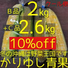 〈現品〉沖縄県産 スイートコーン/とうもろこしＢ品約２kg+Ｃ品約2.6kg 計約4.6kg【クール便】