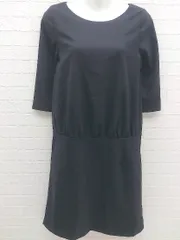 ◇ BEAMS LIGHTS ビームス ライツ シャドウストライプ 七分袖 膝丈 ワンピース サイズ36 ネイビー系 レディース  【1002800858613】のサムネイル