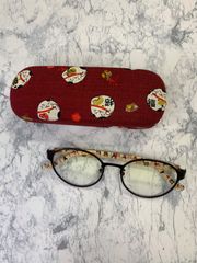 【ハンドメイド】メガネケース　招き猫　レッド