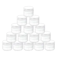 新品　蓋付き 軽量 化粧品用小分け容器 収納ケース 小物入れ 3.88*2.8cm 15個セット 持ち運びに便利 透明 プラスチックケース パーツケース 銀テープ収納ケース 小分けケース