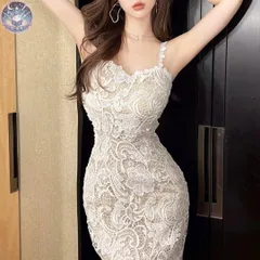 新品 未使用 ホワイト レース タイトドレス