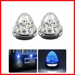 【2024年11月最新型・防水加工】Cartist LED サイドマーカーランプ 路肩灯 両面発光 トラック専用 IP67 DC 10-50V 無極性 丸型 新型LEDマーカー 高輝度 色選択可 メッキリング 2個セット 耐高温PC素材 メッキ付き (2個セッ