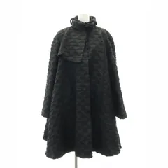 ジョルジオアルマーニ GIORGIO ARMANI ウール ハイネック ポンチョ コート アウター 46 黒 ブラック /DF ■OSのサムネイル