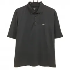【超美品】ナイキ 半袖ポロシャツ 黒 一部メッシュ調 ロゴ刺しゅう DRI-FIT  メンズ M ゴルフウェア NIKE