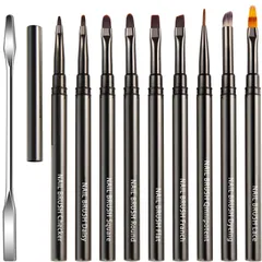 セット ネイル 筆 筆 ジェルネイル ブラシ ジェルネイル ジェルブラシ ネイルアートブラシ ネイルブラシ ジェルネイル絵描きブラシ ネイル筆セット Justit 初心者セット・キャップ付き・高品質ナイロン繊維・10本セット