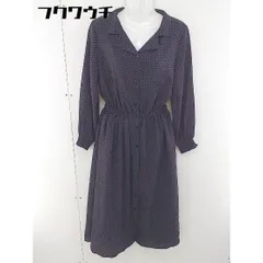 ◇ RAY CASSIN レイカズン 水玉 ドット 開襟 長袖 ロング シャツワンピース サイズ F ネイビー レッド ブルー レディース  【中古】 【1111230028050】