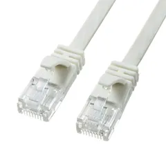サンワサプライ CAT6A フラットLANケーブル (0.5m) 10Gbps/500MHz RJ45 ツメ折れ防止 ホワイト KB-FL6A-005W