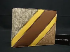 ■新品■未使用■ MICHAEL KORS マイケルコース MK柄 PVC×レザー 二つ折り 財布 ウォレット 小銭入れ 札入れ ブラウン系 DA7097