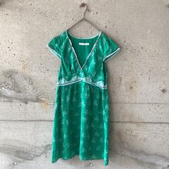 ジェーンマープルJane Marple Dans Le salon緑三つ葉ドレス　ワンピース
