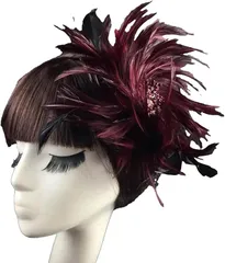 トカリリ コサージュ 花 ダンス ヘアアクセサリー フェザー ヘッドドレス 髪飾り 成人式 前撮り 二次会 撮影会 和装 パーティー ウェディング 社交ダンス(マゼンタ)
