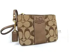 ■美品■ COACH コーチ シグネチャー キャンバス×レザー ポーチ マルチケース 小物入れ レディース ブラウン系 DF9041