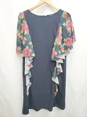◇ ⊂ iS ScoLar イズ スカラー 花柄　フリル ノースリーブ 膝下 ワンピース サイズM ネイビー レディース P  【1410230001248】