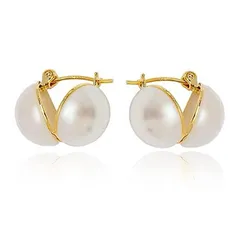 特価　レディース 人気 金属アレルギー対応 リング ピアス18金 可愛いパール葉ピアス つけっぱなし ゆれる 大人イヤリング 耳飾り…