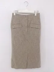 ◇ NATURAL BEAUTY BASIC フロントスリット ロング ペンシル スカート サイズS ベージュ レディース P  【1212230005628】