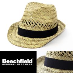 フェドラハット 帽子 メンズ Beechfield ビーチフィールド Straw summer trilby ナチュラル L/XL 中折れ BC730-LXL ストローハット イギリス