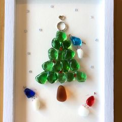 【12/16まで】ガラスアート シーグラスアート ツリーとサンタ三 