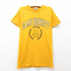 古着 チャンピオン champion 半袖 ビンテージ Tシャツ キッズ ボーイズ 子供服 80s CAMP クルーネック 黄 イエロー spe 25jun05
