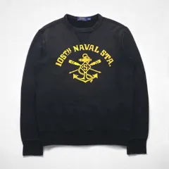 Polo Ralph Lauren ヴィンテージ加工 前V スウェット トレーナー S ブラック 105TH NAVAL STA