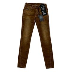 未使用 DIESEL ディーゼル コーデュロイスキニーパンツ 茶 ストレッチパンツ レディース サイズ24 XSサイズ