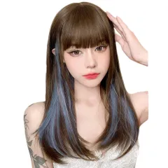 【数量限定】ロリータ 原宿 耐熱 wig ファッション 自然 レディース フルウィッグ 内巻き かつら ストレート ロング インナーカラー ウィッグ YXO