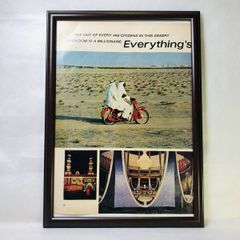 『 砂漠でバイク 』ビンテージ写真　60年代　フレーム付ポスター　当時物