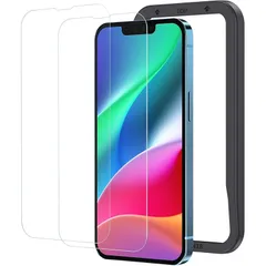 NIMASO ガラスフィルム iPhone 16e 用/iPhone 14 用/iPhone 13 Pro 用/iPhone 13 用 強化 ガラス 液晶 保護 フィルム ガイド枠付き 2枚セット NSP21H282 1