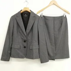 ランバン LANVIN コレクション フォーマル ストライプ スカート スーツ セットアップ 美品 38 チャコールのサムネイル