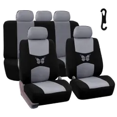 【新着商品】普通車 軽自動車 全席 全席 軽自動車 汎用 カー用品 フックパック (9枚セッ 軽 前部座席/後部座席 エプロンタイプ 後席クッションカバー フロントシートカバー グレー) ヘッドレストカバー 2枚セット/4枚セット/9枚セット シートカバー r