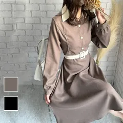 襟付きバイカラーワンピース レディース ワンピース 長袖 バイカラー 上品 カジュアル シンプル 秋冬 トレンド 人気 大人 定番 おすすめ