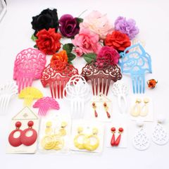 【フラメンコ 小物 まとめ売り】全25点 セット フローレス ペイネタ イヤリング ピアス 花 髪飾り 頭飾り 薔薇 造花 ダンス用 アクセサリー フラ小物 フラ用品 ダンス小物 ダンス用品 かわいい 綺麗 きれいめ レディース エレガント ゴージャス 派手