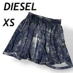 DIESEL ディーゼル レディース スカート スコート XS オーバースカート ダメージ加工 RN 93243 CA 25594 総柄 ネイビー系(E029)★