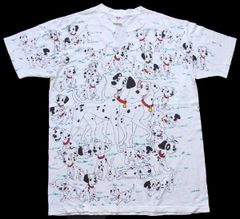 90sディズニー映画101匹わんちゃん総柄プロモTシャツUSA製OSFA白
