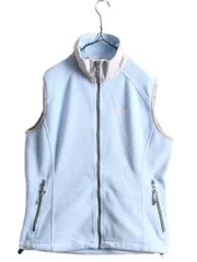 【お得なクーポン配布中!】 ノースフェイス フルジップ フリース ベスト レディース M / 古着 The North face アウトドア ハイネック 重ね着 前開き ワンポイント 薄青